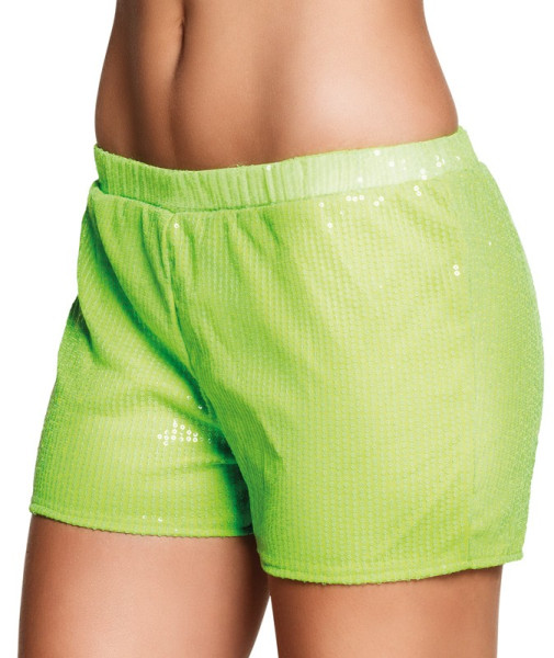 Pantalones cortos de lentejuelas de fiesta verde neón