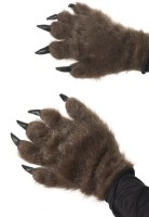 Pelzige Werwolf Klauen Handschuhe Braun