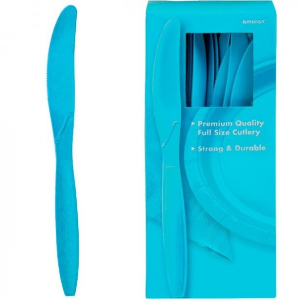 100 plastic knives turquoise