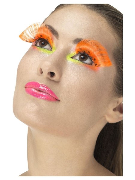 Neon orange feather eyelashes