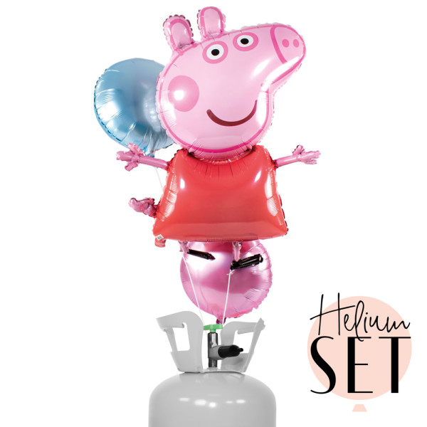 Peppa Pig Ballonbouquet-Set mit Heliumbehälter