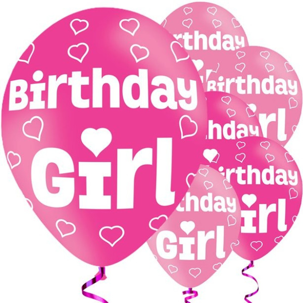6 ballons en latex rose Birthday Girl 28cm