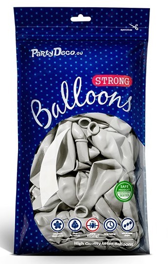 100 Partystar metallic Ballons silber 27cm 2
