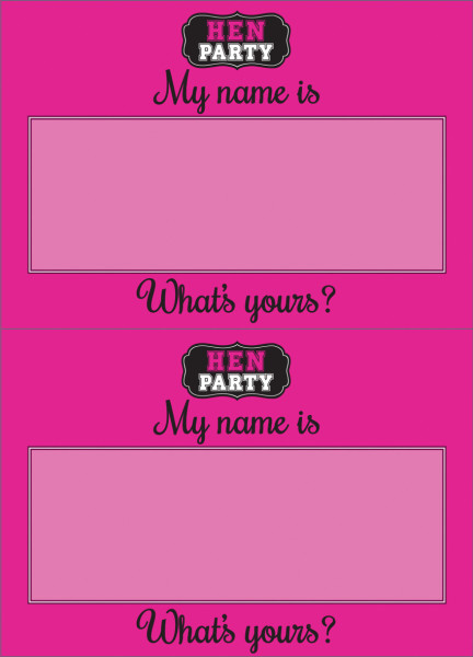 Bachelorette Paty Name Card Pink 16 pieces