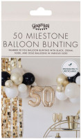 Oversigt: Elegant 50 års fødselsdag ballon guirlande, 26 stk