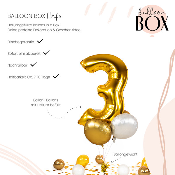 Ballongruß in der Box 5er Set Golden 3 3