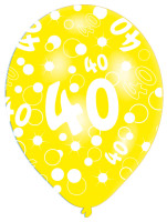 6 Luftballons Bubbles 40.Geburtstag Bunt 27,5cm