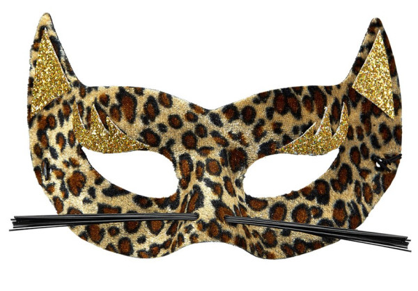 Leoparden Glitzermaske Mit Schnurrbart