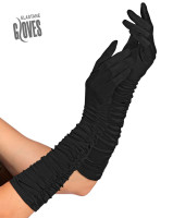 Glamoureuze geplooide handschoenen zwart