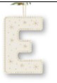 Träddekoration - stjärnglans bokstaven E