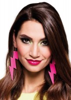 Neon pink lightning earrings