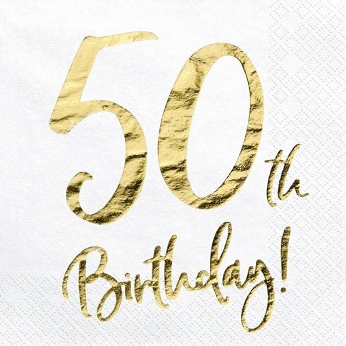 20 glansede 50-års fødselsdags servietter 33cm