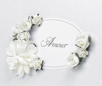 Vorschau: Weiße Geldkarte Amour mit Blumendekoration