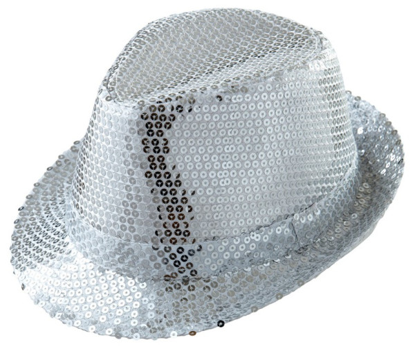 Sombrero fedora plateado de lentejuelas Silva