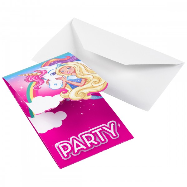 8 cartes d'invitation Barbie Dreamtopia