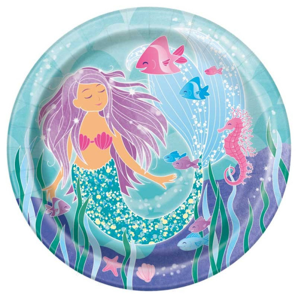 8 platos de papel Magical Mermaid Sirena 23cm