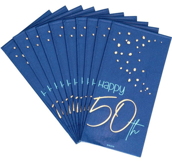 10 tovaglioli 50° compleanno blu elegante