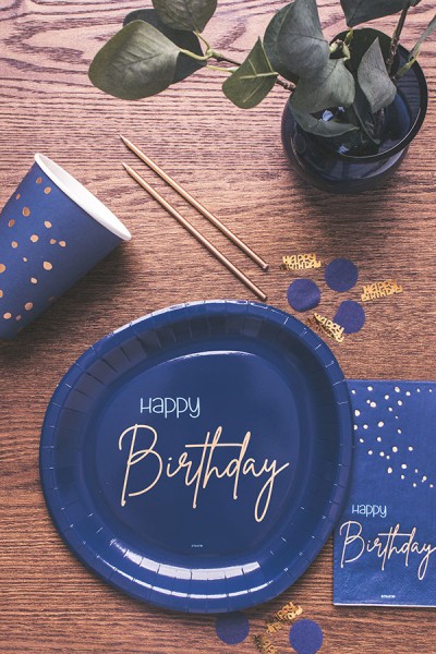 Happy Birthday 8 piatti di carta Elegant blue 2