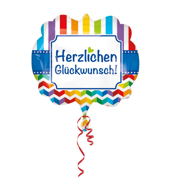Folienballon Herzlichen Glückwunsch Regenbogen XL