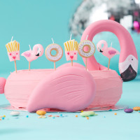 6 bougies gâteau Disco Nights Flamingo