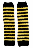Vorschau: Bienen Beinstulpen Damen schwarz-gelb gestreift Kostüm-Accessoire