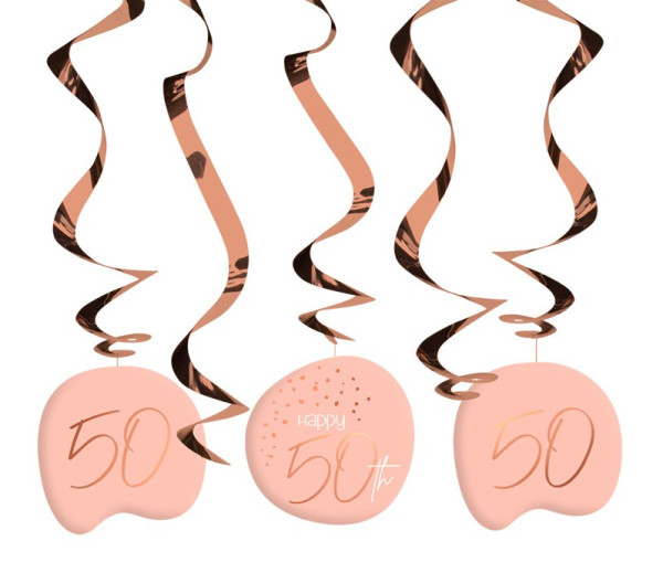 Décoration à suspendre 50e anniversaire 5 pièces blush élégant or rose