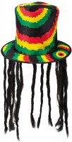 Preview: Colorful rastaman top hat with dreadlocks