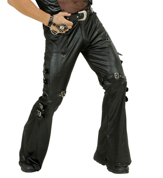 Rozkloszowane spodnie tancerzy rockowych z klamrami