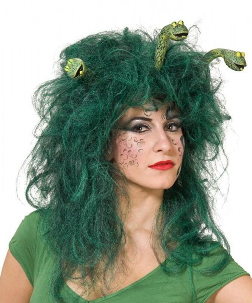 Peluca Medusa Serpientes Verde Halloween