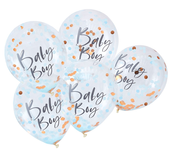 5 balonów konfetti Newborn Star Baby Boy 30cm