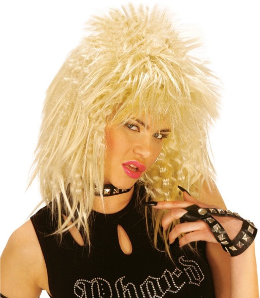 Perruque rockstar des années 80 blonde