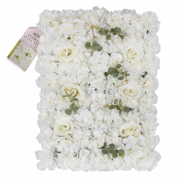 Romantic white roses floral wall