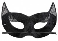 Preview: Glittering cats eye mask with whiskers