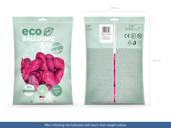 100 eco globos rosas fucsias 30cm