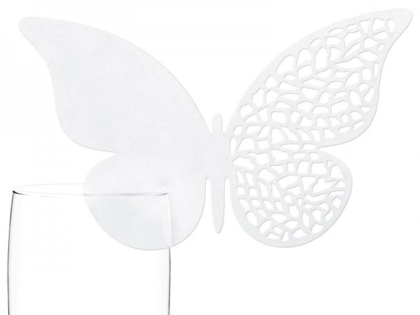 10 Papier-Untersätzer Weiß Schmetterling-Stanz