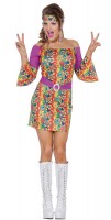 Vista previa: Disfraz de mujer hippie de paz colorido