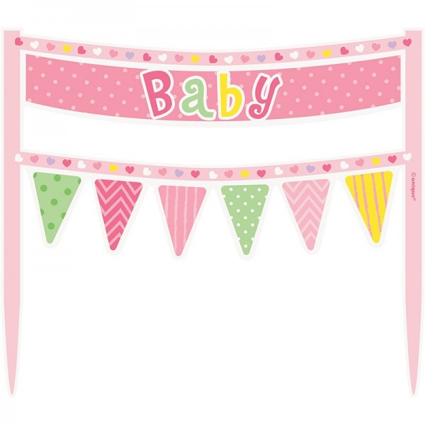 Baby Girl Ella tårta dekoration banner rosa 2:a