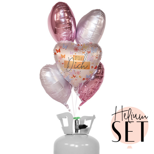 Für Dich Butterflies Ballonbouquet-Set mit Heliumbehälter