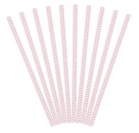 Aperçu: 10 pailles en papier zigzag rose 19,5cm