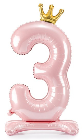 Light pink standing foil balloon number 3