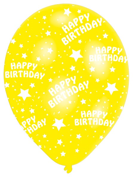 6 ballonnen Happy Birthday Star gekleurd 27,5 cm 7