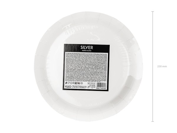 6 Silber metallic Pappteller 23cm