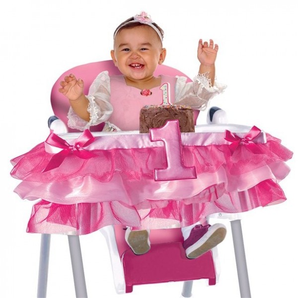 Ozdoba do wysokiego krzesełka na 1. urodziny, różowy 94 cm