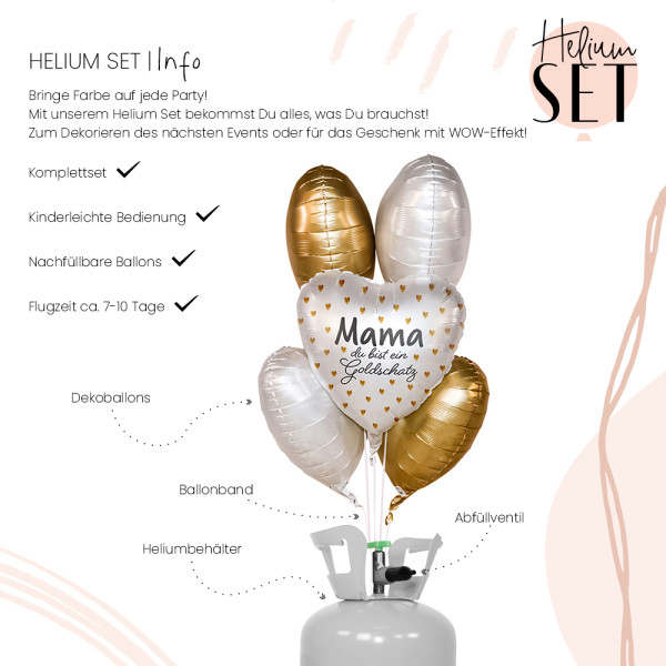 Mama Goldschatz Ballonbouquet-Set mit Heliumbehälter 3