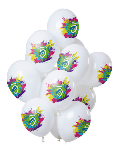 5-årsdag 12 latexballonger Color Splash