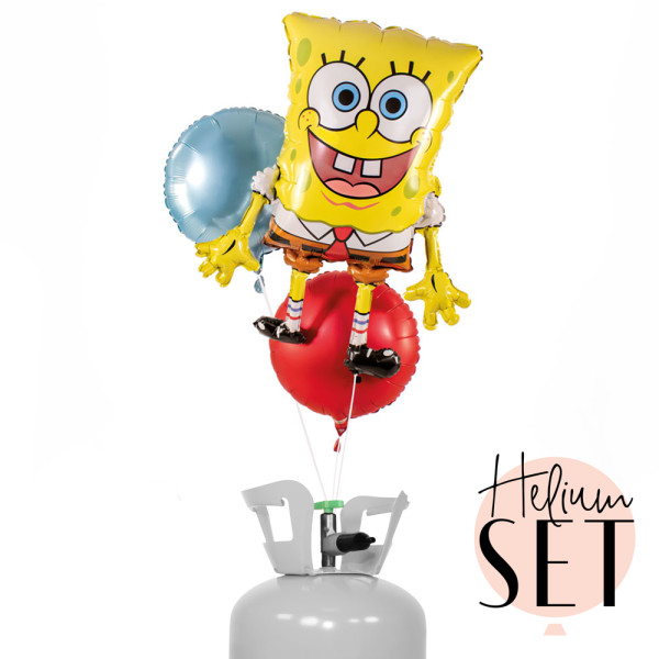Spongebob Schwammkopf Ballonbouquet-Set mit Heliumbehälter