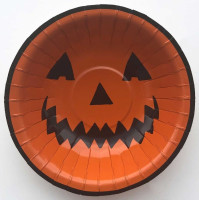 8 Halloween-Kürbis Pappteller 16cm