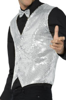 Preview: Silver party sequin men's vest