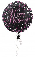 Ballon en aluminium rose joyeux anniversaire 43cm