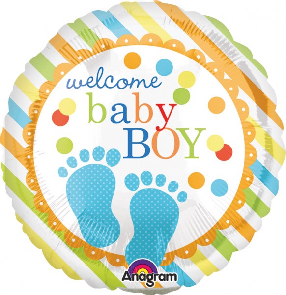 Stabballon Welcome Baby Boy gestreift
